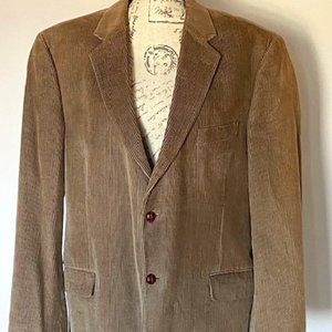 Adolfo Mens Cotton Blazer Sport Coat 2 Buttons Casual Jacket Size 44"R Corduroy